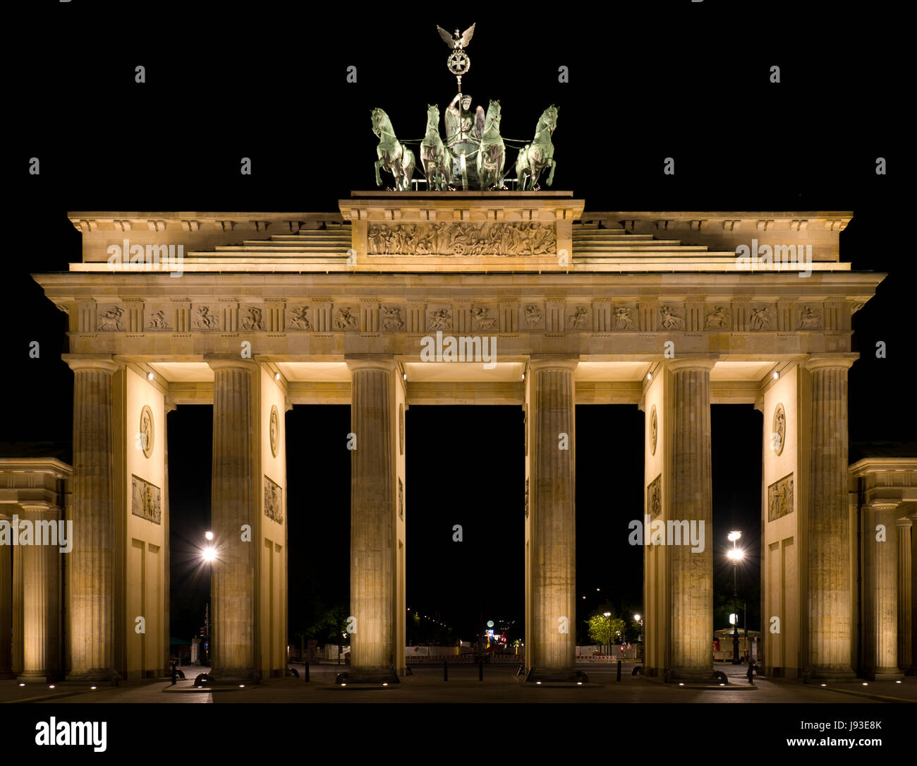 Nacht, Nacht, Tor, Durchgang, Tor, Archgway, Gantry, Brandenburg, Berlin, Stockfoto