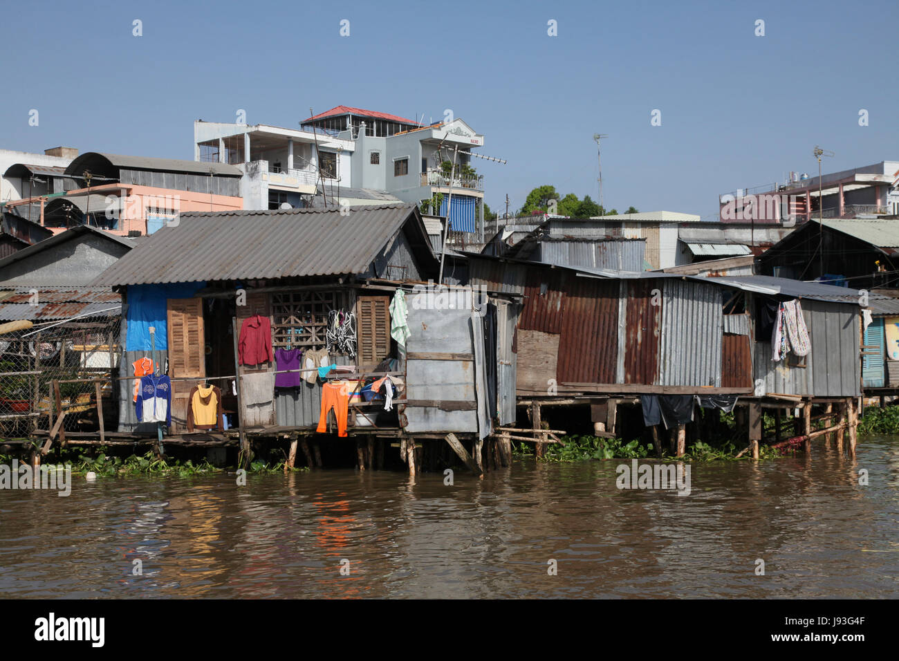 Viet Nam, Vietnam, Slum, Quonset, Wellblechdach, Arm, Elend, Stockfoto