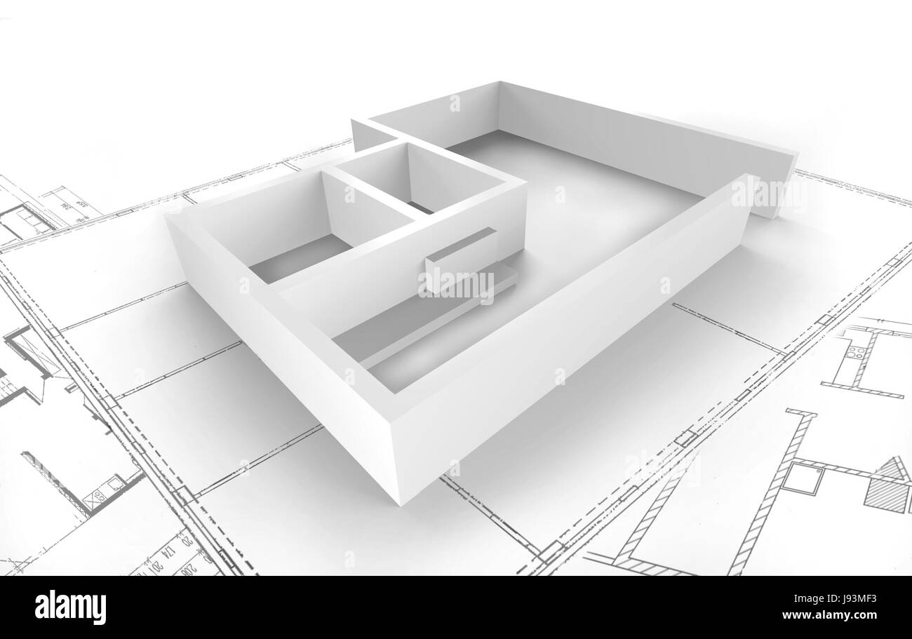 Plan - Darstellung in 3d - Architekt Stockfoto