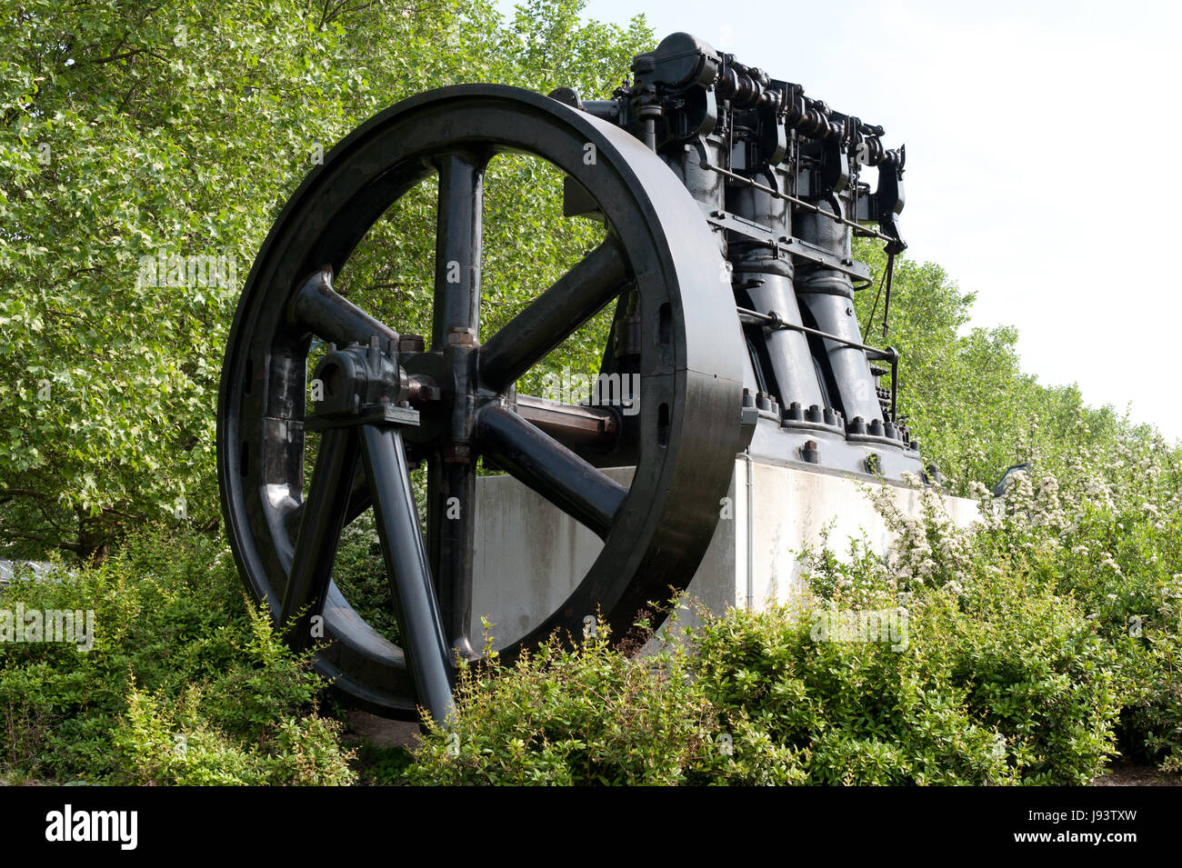 Motor, Antrieb, Motor, Leistung, Dampfmaschine, Kolben, Gusseisen, Din, Stockfoto