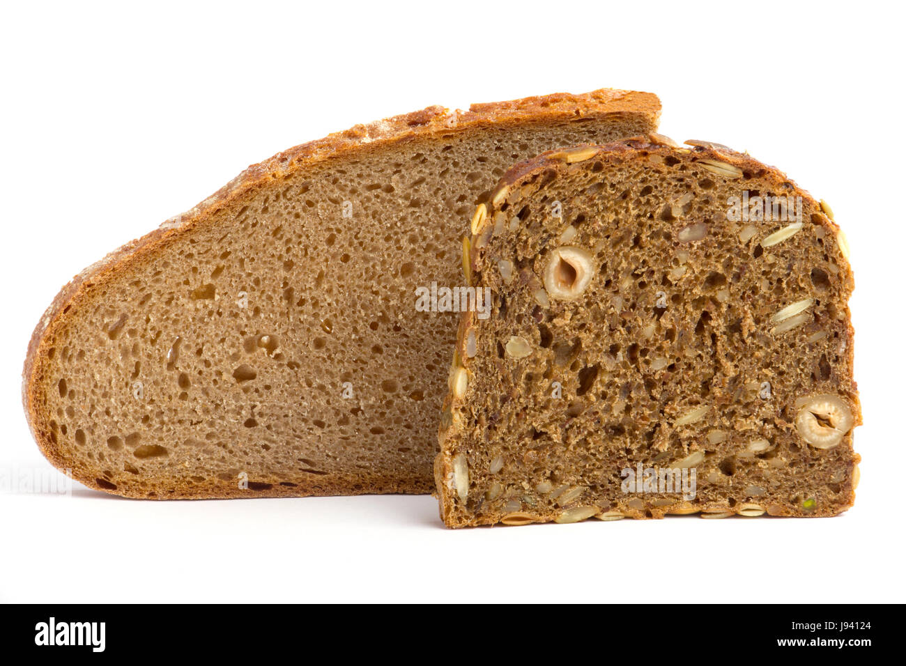 zwei Stück Brot Stockfoto