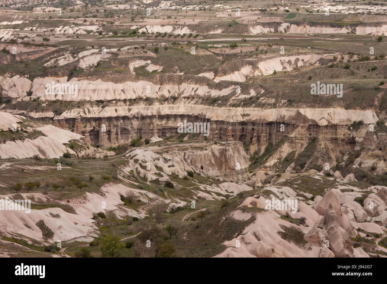 Horizontalen Schuss von Panorama der Landschaft des Tales in Kappadokien in der Türkei Stockfoto