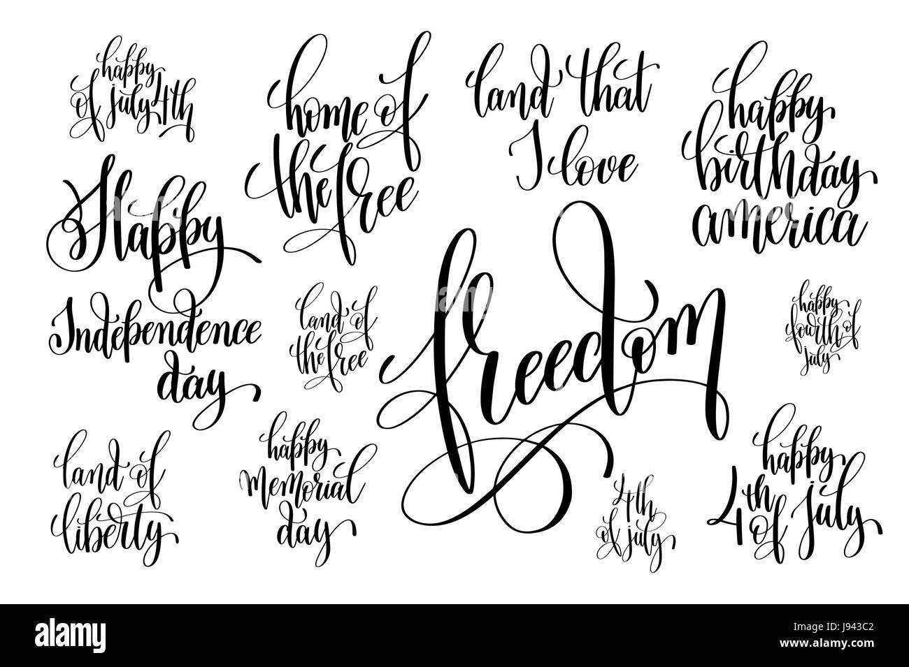 Inschrift zum Unabhängigkeitstag der USA 4. Juli Stock Vektor