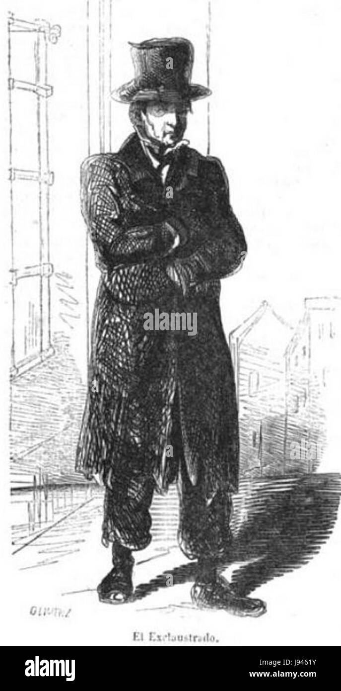 "Die Spanier 152 El Exclaustrado" bezieht sich auf eine historische Darstellung spanischer Individuen, möglicherweise während der Kolonialzeit, wobei der Begriff "Exclaustrado" diejenigen bezeichnet, die klösterliche Orden verlassen haben. Der Text beleuchtet ihre Erfahrungen und Rollen während der kolonialen Expansion von Spainâ. Stockfoto