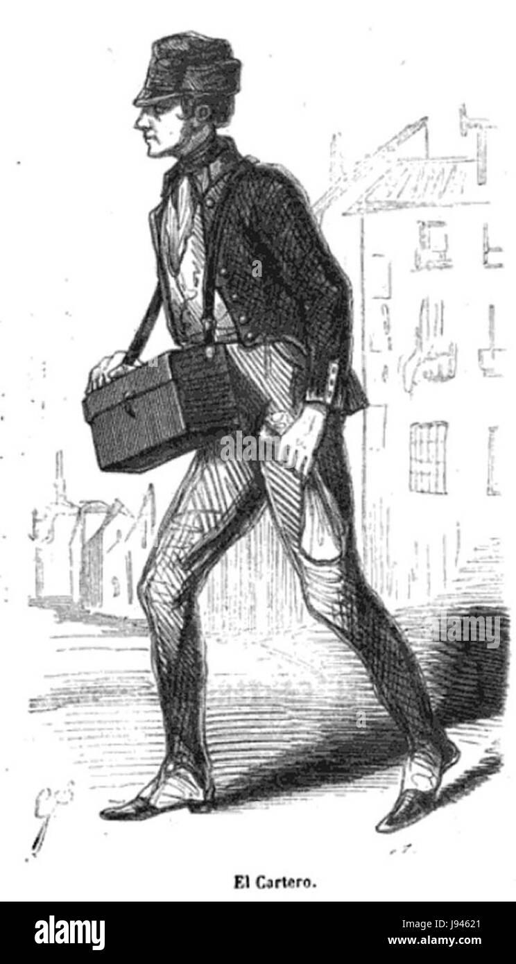 "Die Spanier 164 El Cartero" ist eine historische Referenz, die wahrscheinlich mit dem spanischen Einfluss in verschiedenen Regionen zusammenhängt und sich entweder auf ein bestimmtes Ereignis oder eine Person konzentriert, die mit dem spanischen Kolonialerbe verbunden ist. Der Kontext bezieht sich auf eine soziale oder politische Geschichte aus der spanischen Zeit. Stockfoto