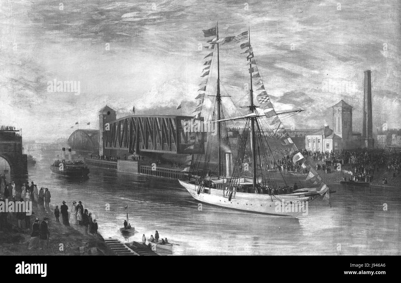Eröffnung des Manchester Ship Canal durch die Yacht Norseman 1894 Stockfoto