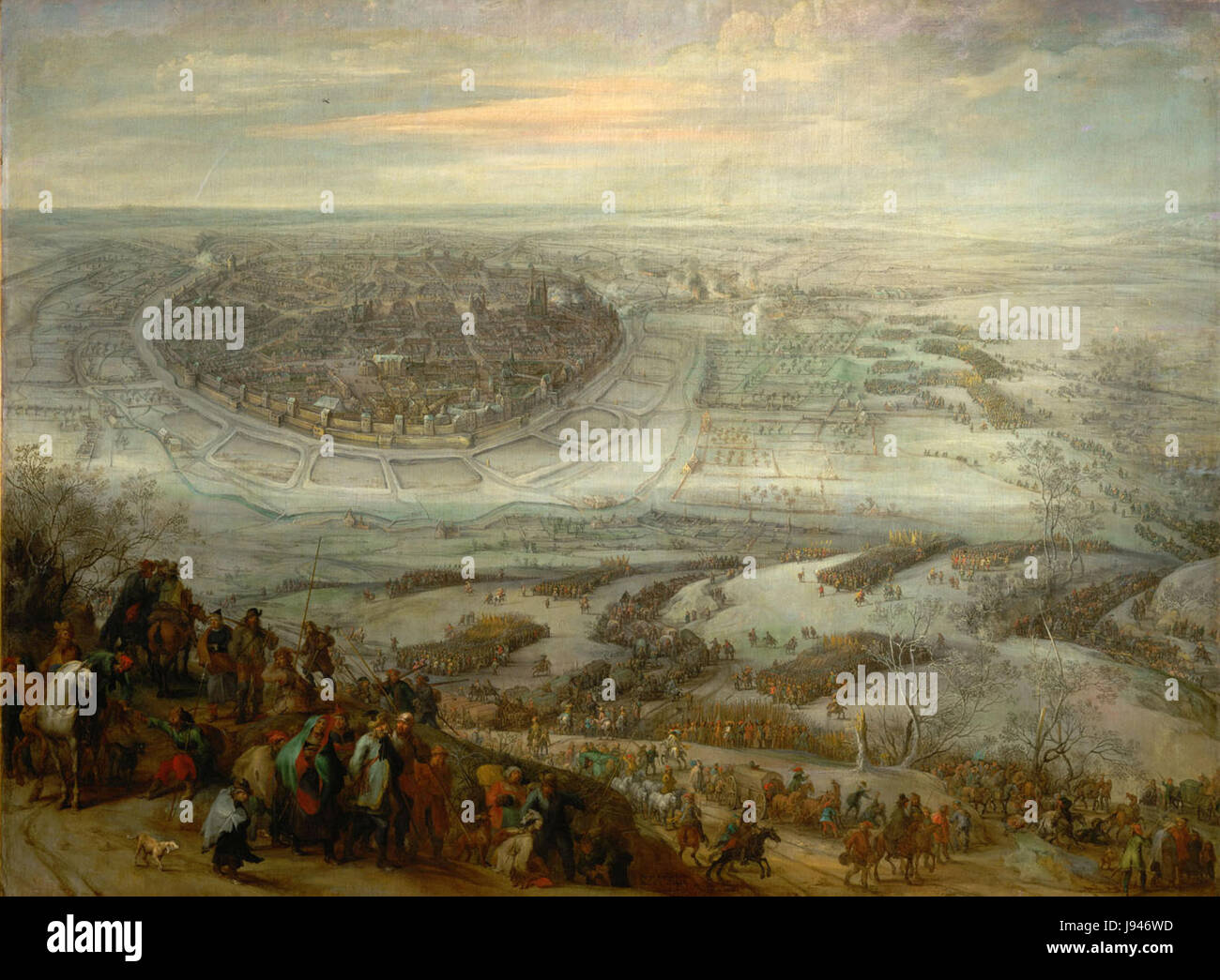 Peter Snayers’ Gemälde „das Relief von Meißen“ zeigt die militärische Aktion und heldenhafte Verteidigung Meißens während des Dreißigjährigen Krieges und veranschaulicht wichtige historische Ereignisse des 17. Jahrhunderts. Stockfoto
