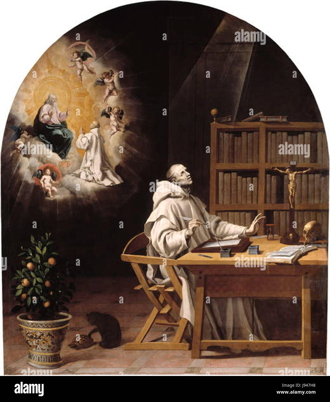 Vicente Carduchos „Pinturas para la Cartuja de El Paular“ bezieht sich auf eine Reihe von Gemälden, die für das Charterhaus von El Paular geschaffen wurden. Diese Kunstwerke zeigen Szenen aus dem religiösen Leben und sind Teil des barocken Kunsterbes Spaniens. Stockfoto