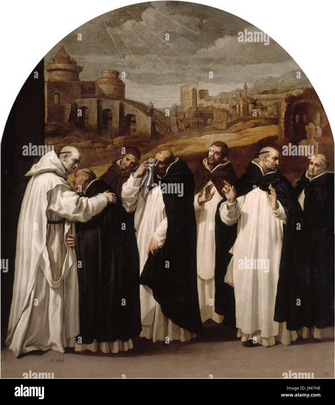 Vicente Carduchos „Pinturas para la Cartuja de El Paular“ ist eine Serie von Gemälden, die für das Charterhaus von El Paular geschaffen wurden und zur religiösen Kunst und spanischen Geschichte beitragen. Stockfoto