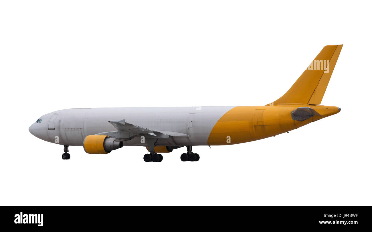 Landung der weißen Ebene isoliert Hintergrund für Mehrzweck Stockfoto