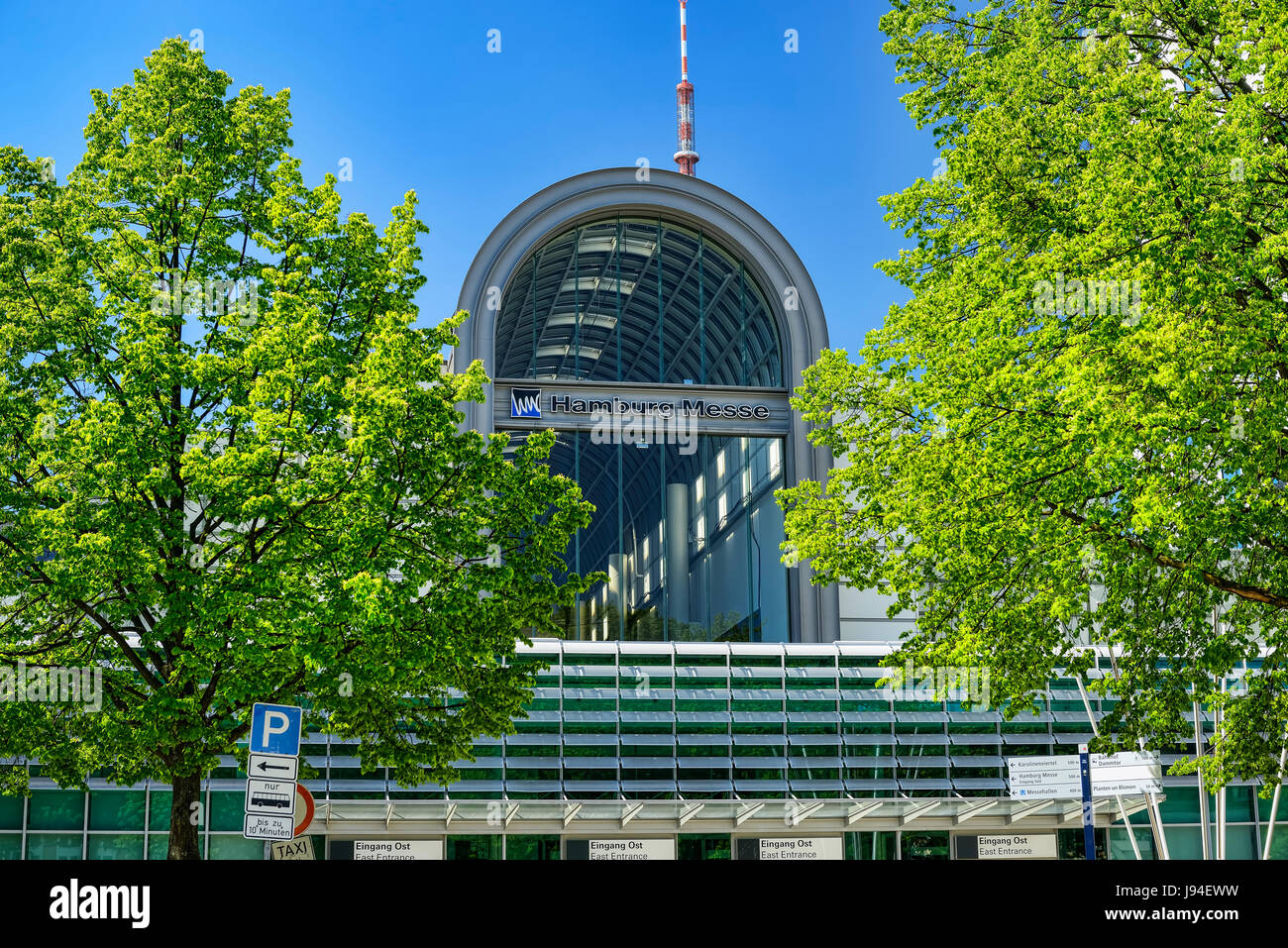 Messehallen Eingang Ost in Hamburg, Deutschland Stockfoto