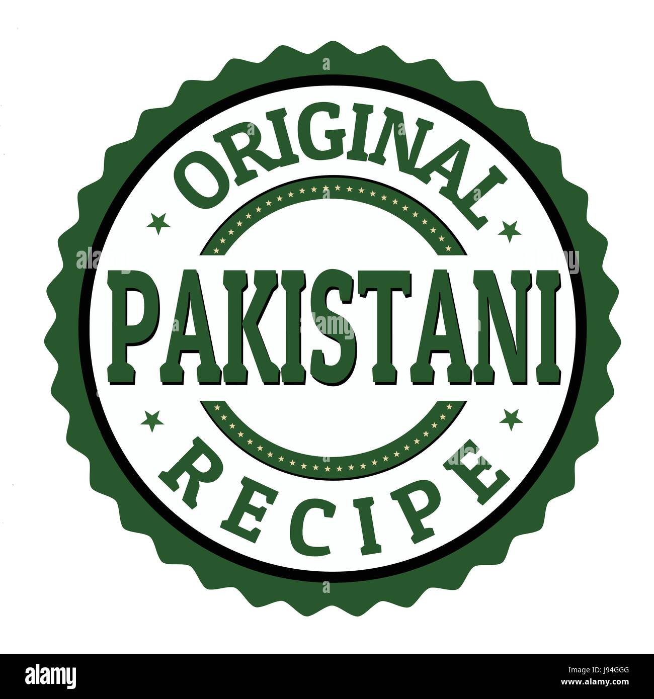 Originaletikett pakistanischen Rezept oder Stempel auf weißem Hintergrund, Vektor-illustration Stock Vektor