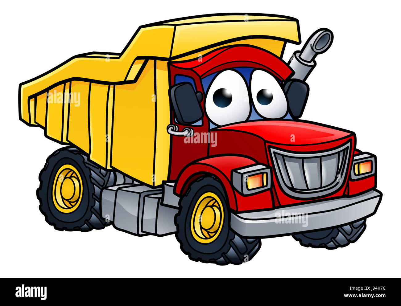 Cartoon Charakter Dump Kipper LKW LKW Bau Fahrzeug Abbildung Stockfoto