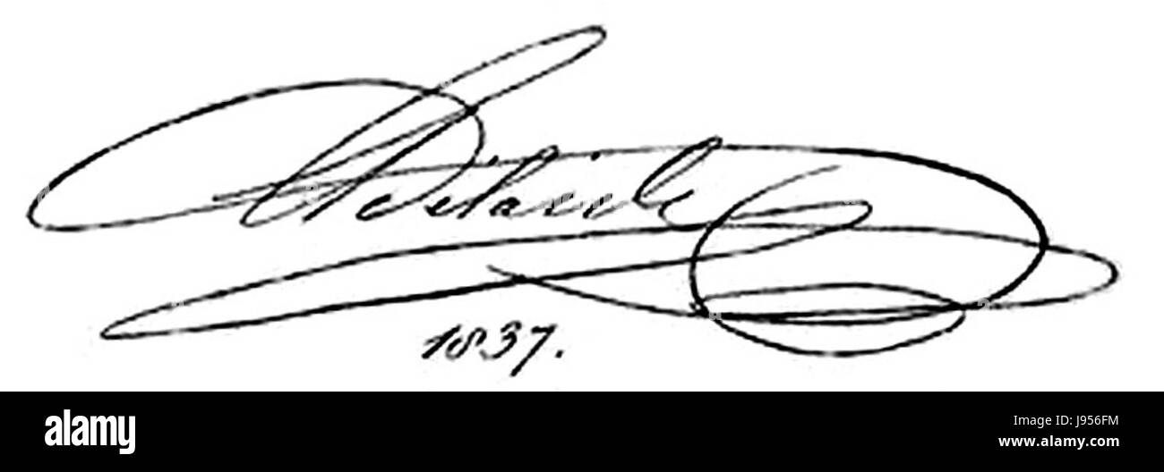 Unterschrift der Königin Adelaide von Großbritannien und Hannover im Jahre 1837 Stockfoto