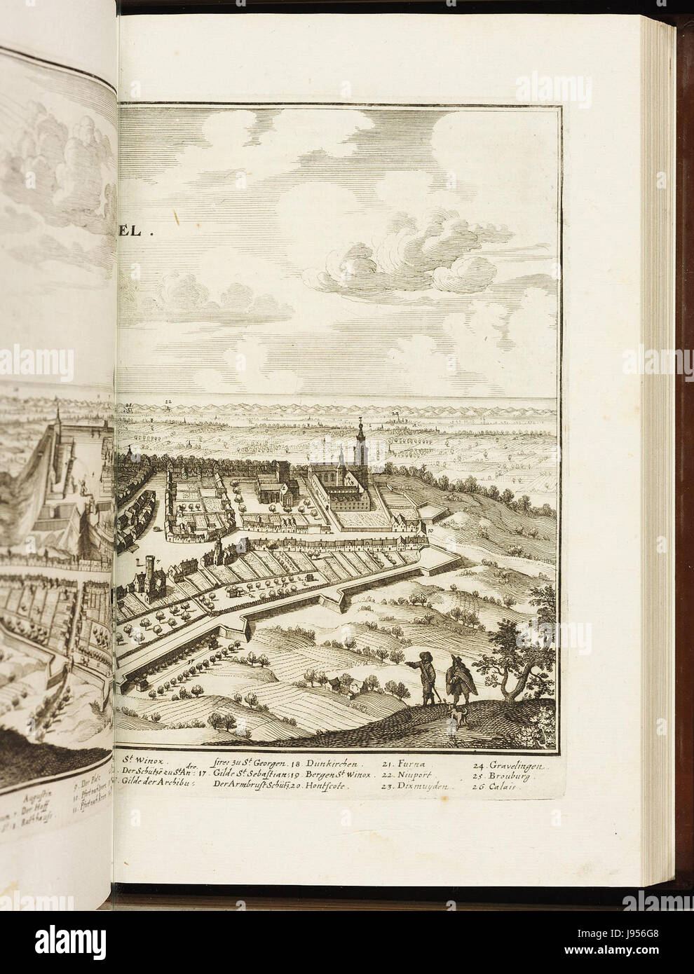 Ein Stich aus dem 17. Jahrhundert von Matthäus Merian, der die Topographie des Burgunder-Kreises illustriert, Platte 350. Stockfoto