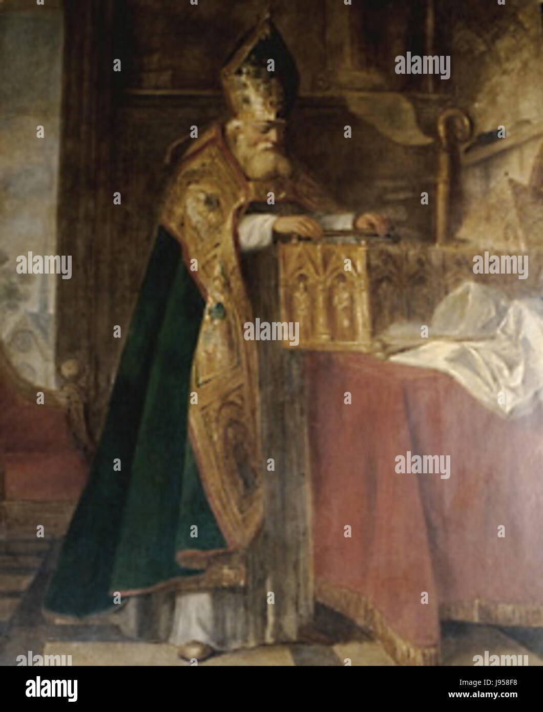 Saint Ouen ist eine Kathedrale in Frankreich, die die Reliquien des Heiligen Eloi beherbergt. Die Reliquien sind wichtig für die katholische Kirche und symbolisieren das Leben und die Beiträge des heiligen, insbesondere in den Bereichen der Metallverarbeitung und des religiösen Dienstes während der merowingischen Ära. Stockfoto