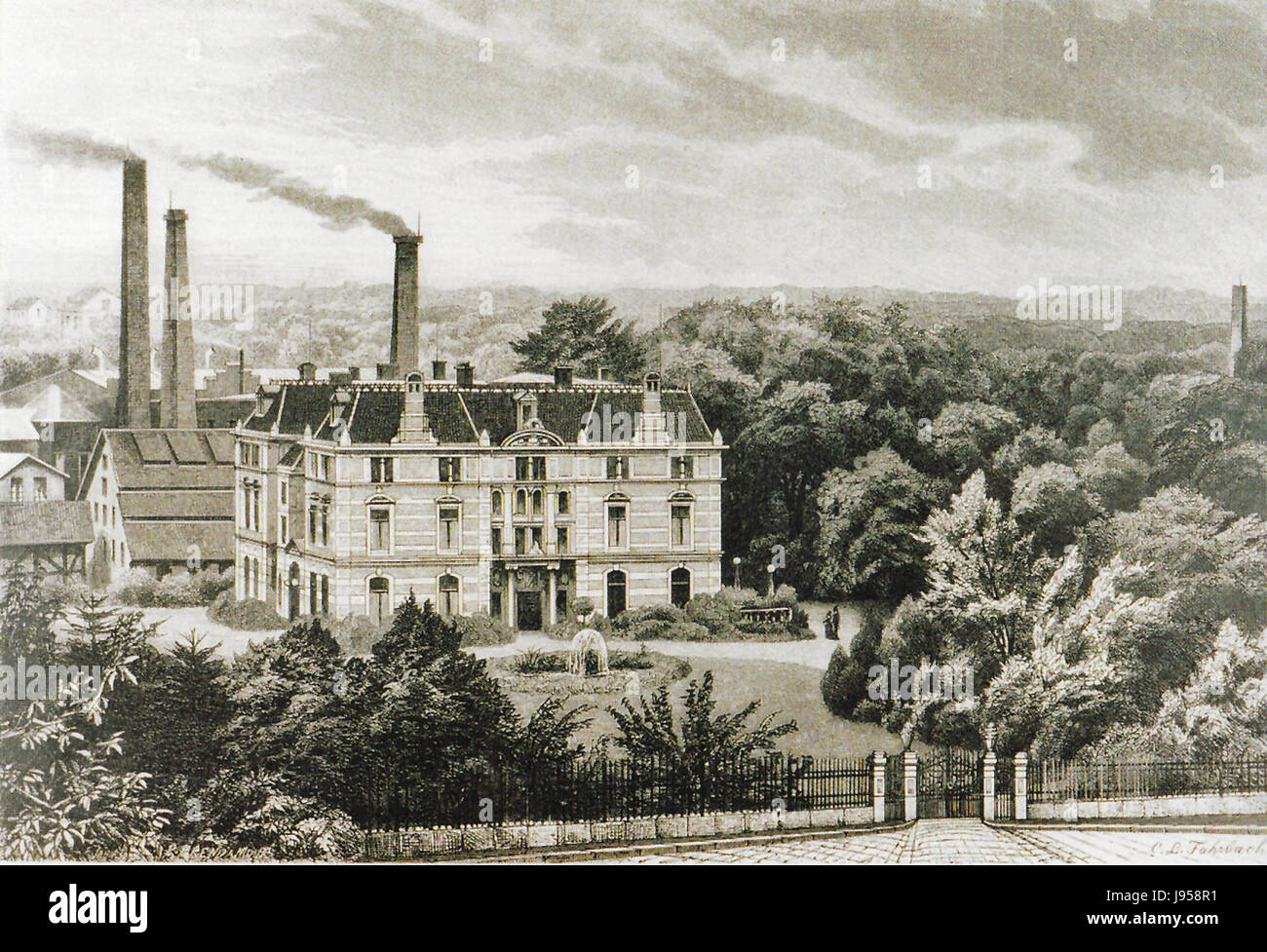 Die Villa Zanders wurde 1880 erbaut und ist ein historisches Herrenhaus in Deutschland. Die Villa ist für ihren architektonischen Stil und ihre historische Bedeutung bekannt und wurde als kulturelles Wahrzeichen erhalten. Es zeigt die ästhetischen Eigenschaften des späten 19. Jahrhunderts und wird oft als Symbol seiner Ära angesehen. Stockfoto