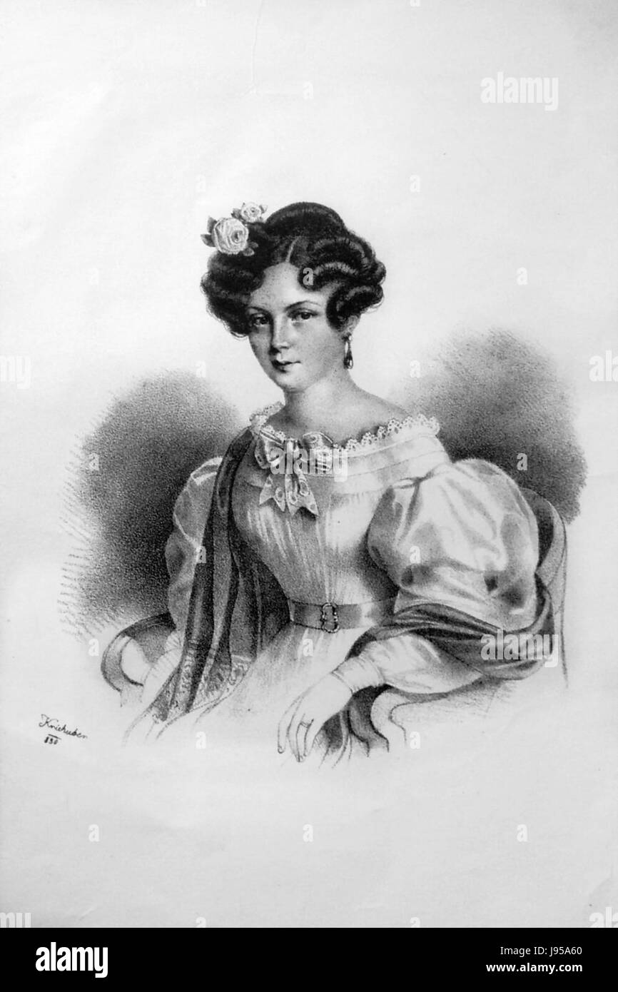 „Therese Krones Litho“ bezieht sich auf eine Lithographie von Therese Krones, einer bemerkenswerten Figur in der Kunstwelt. Lithographien sind eine Art der Druckerei, bei der ein Bild auf eine Stein- oder Metallplatte gezeichnet wird, was eine einzigartige Reproduktionsmethode im 19. Jahrhundert darstellt. Dieses Werk repräsentiert das künstlerische Können seines Schöpfers und ist wahrscheinlich Teil einer historischen Sammlung oder Ausstellung. Stockfoto