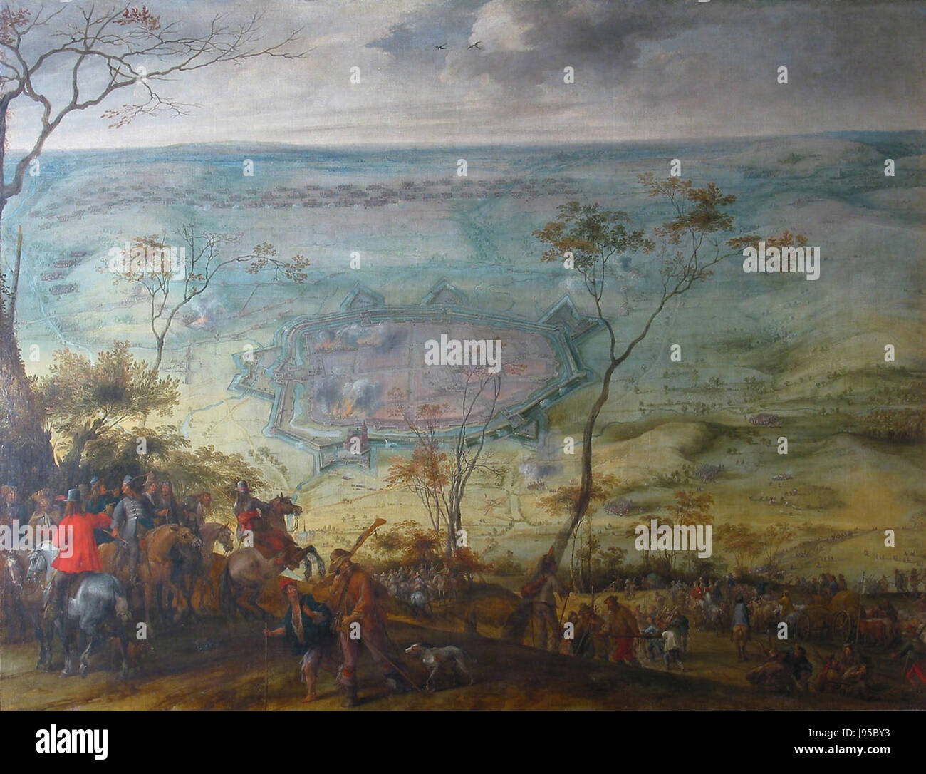 Peter Snayers’ Gemälde „die Belagerung von Einbeck“ zeigt die militärischen Auseinandersetzungen während des Dreißigjährigen Krieges und hebt die Konflikt- und Belagerungstaktiken der historischen Schlacht hervor. Stockfoto