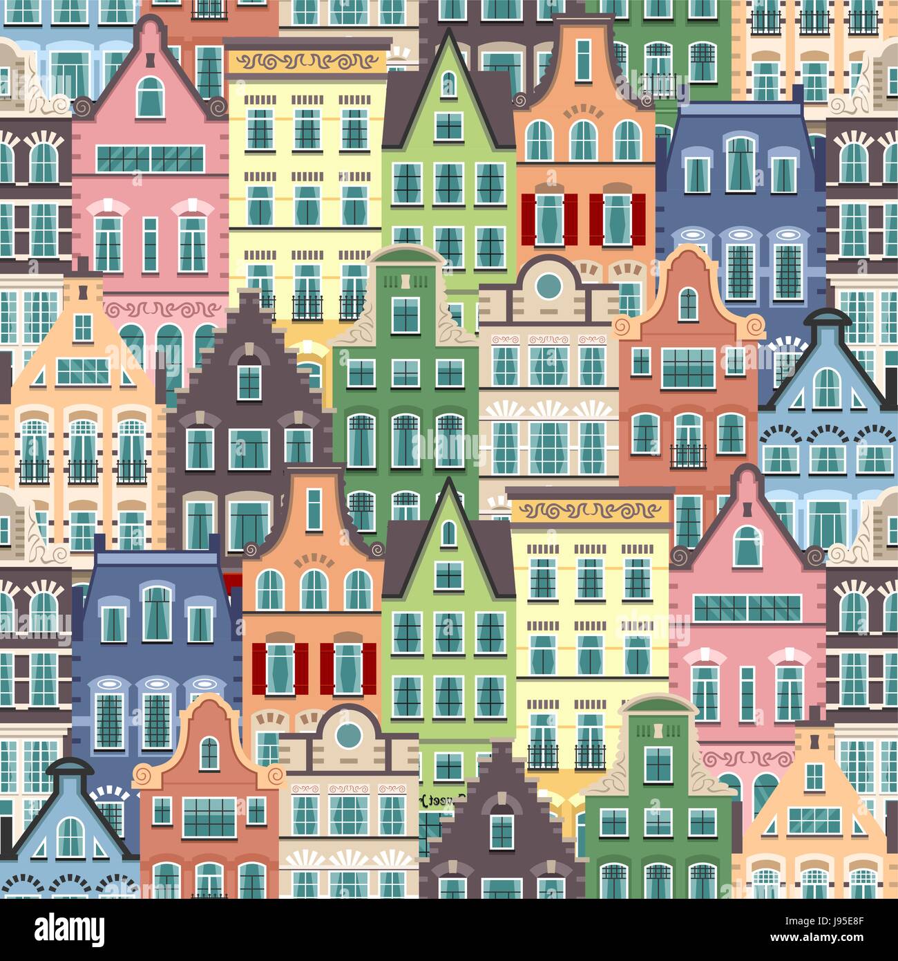 Nahtloses Muster von Holland alte Häuser Fassaden Stock Vektor