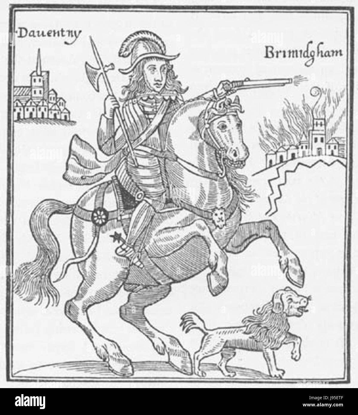 Prinz Rupert, eine englische Königsfigur, ist in diesem Bild dargestellt, möglicherweise in Verbindung mit Birmingham, was seine Rolle in der englischen Geschichte und seinen Einfluss auf die Zeit veranschaulicht. Stockfoto