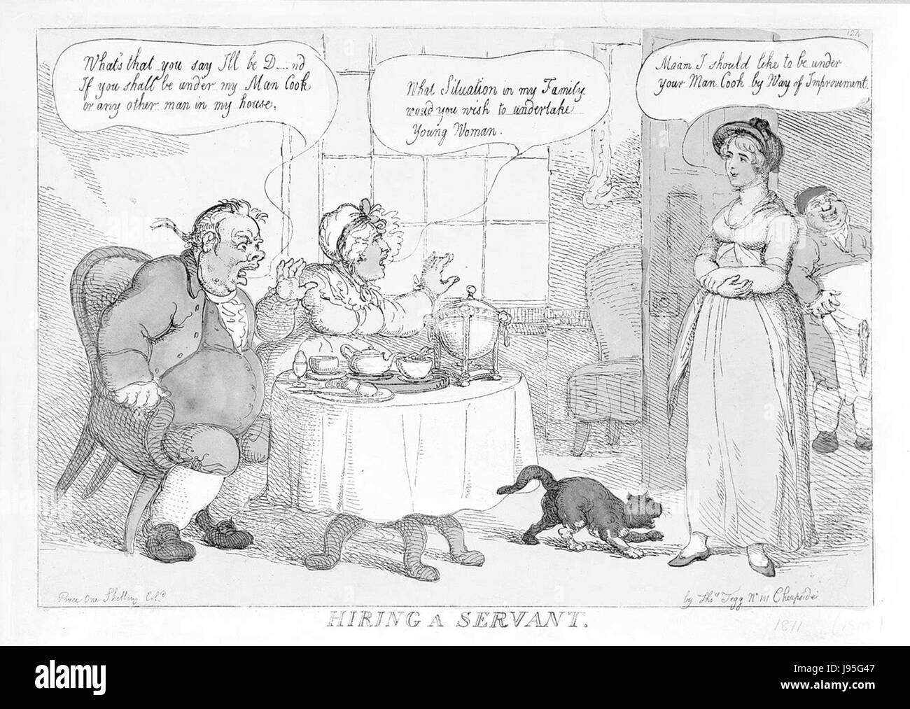 Rowlandson Einstellung einen Diener Stockfoto