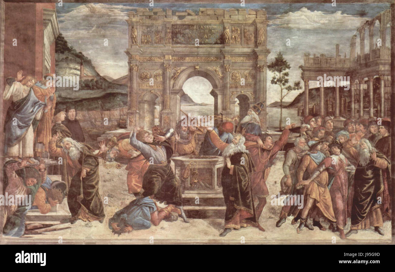 Sandro Botticelli, ein italienischer Renaissance-Maler, ist bekannt für seine ikonischen Werke wie *die Geburt der Venus* und *Primavera*, die Schönheit und klassische Mythologie durch seine Kunst verkörpern. Stockfoto