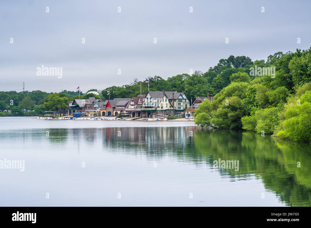 Boathouse Row, entlang des Schuylkill River, in Philadelphia, Pennsylvania. Stockfoto