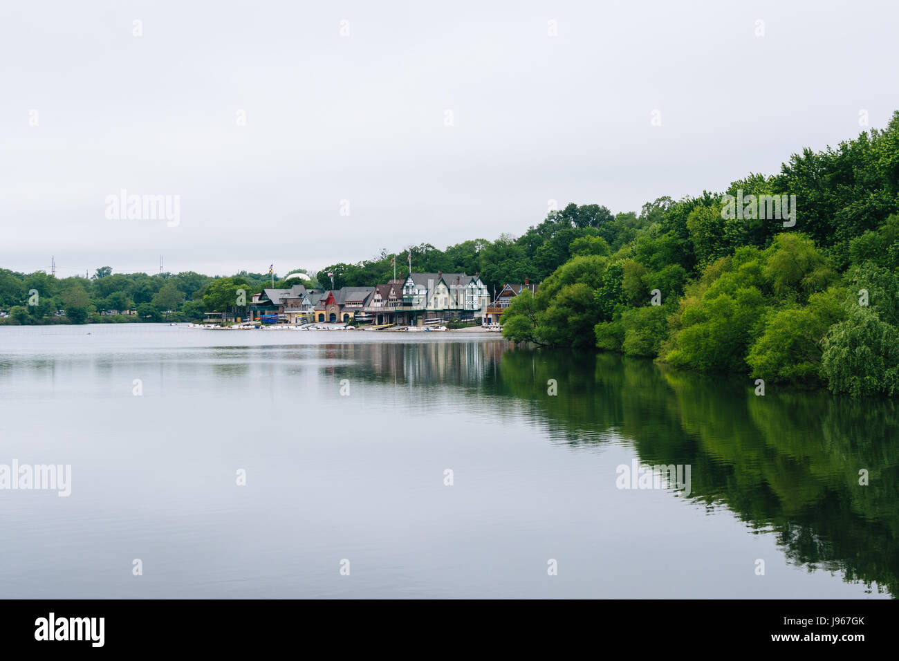 Boathouse Row, entlang des Schuylkill River, in Philadelphia, Pennsylvania. Stockfoto