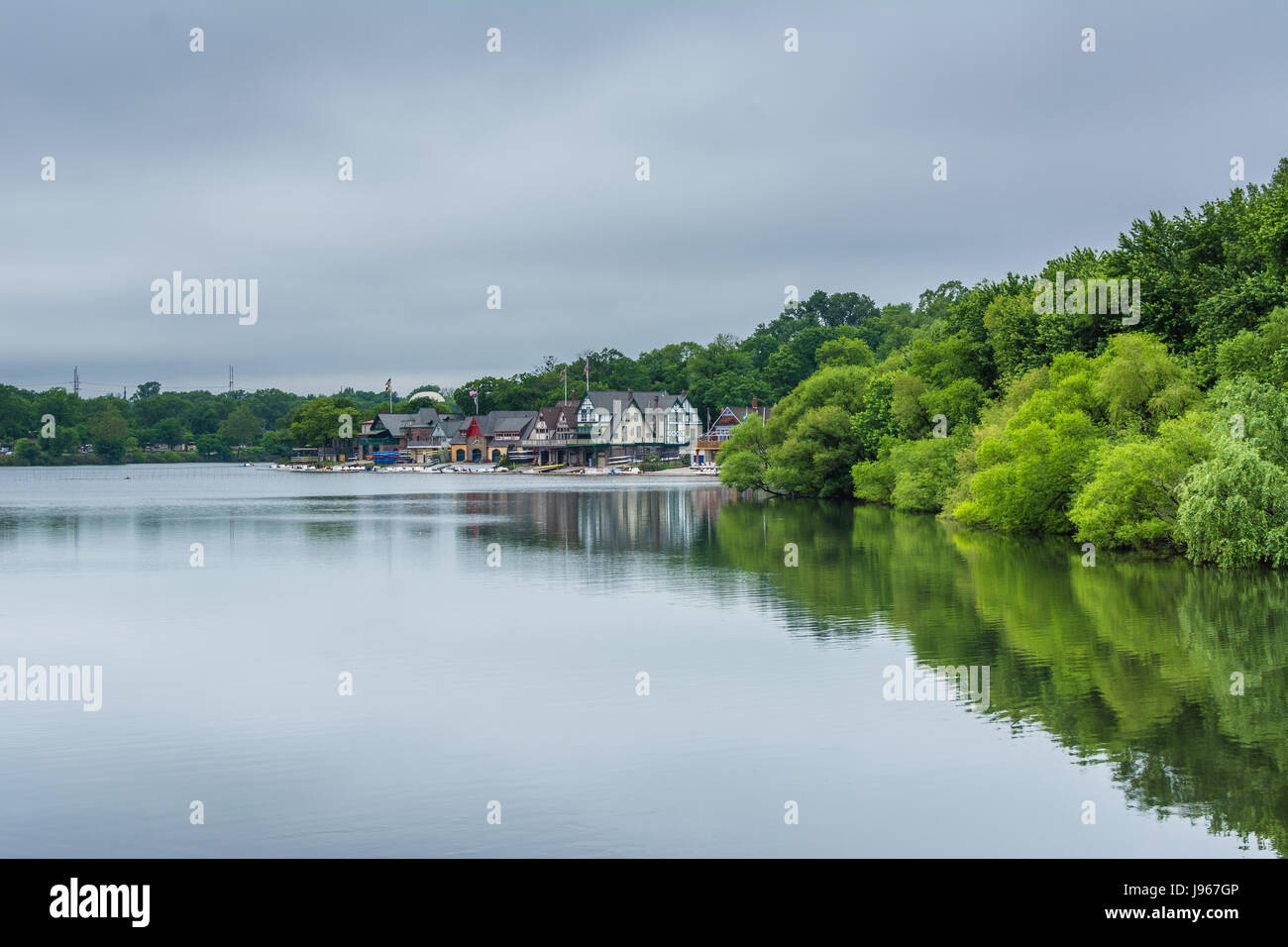 Boathouse Row, entlang des Schuylkill River, in Philadelphia, Pennsylvania. Stockfoto