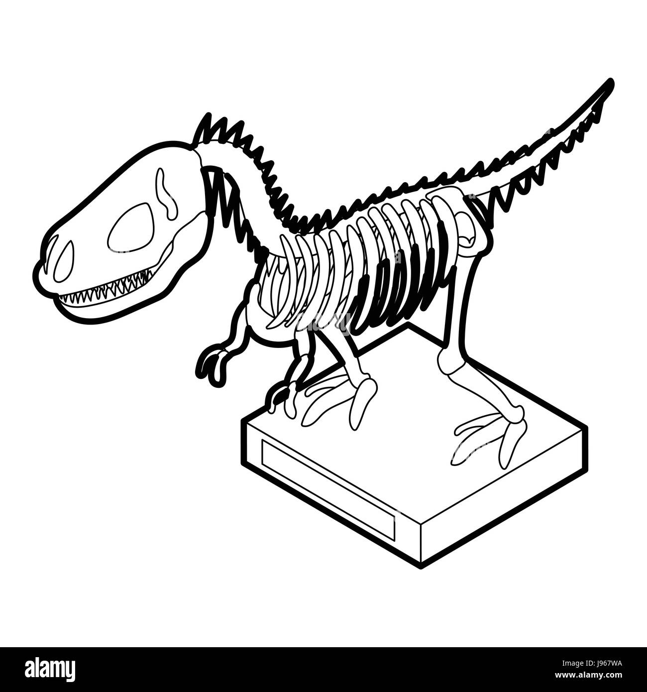 Dinosaurier Skelett Symbol, Umriss-Stil Stock Vektor