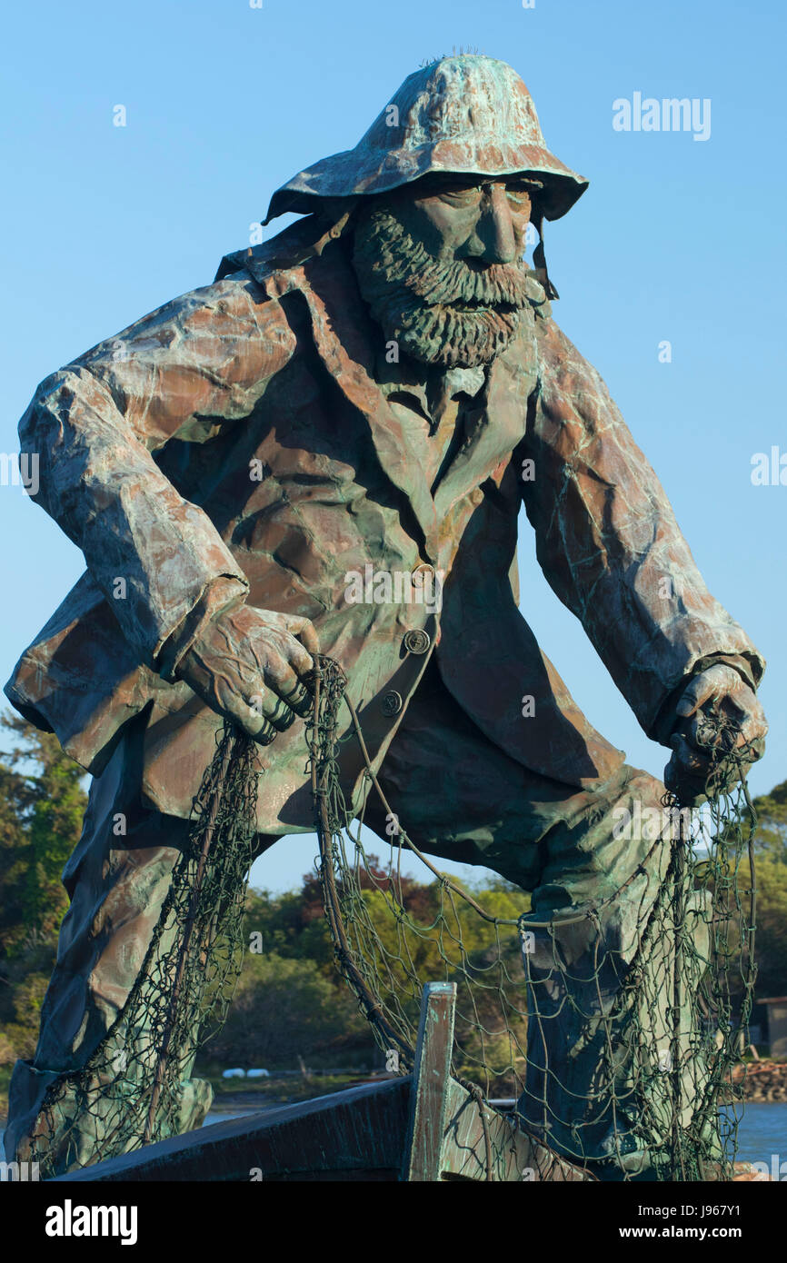 Fischer Memorial Statue, Humboldt Bay Harbor, Eureka, Kalifornien Stockfoto