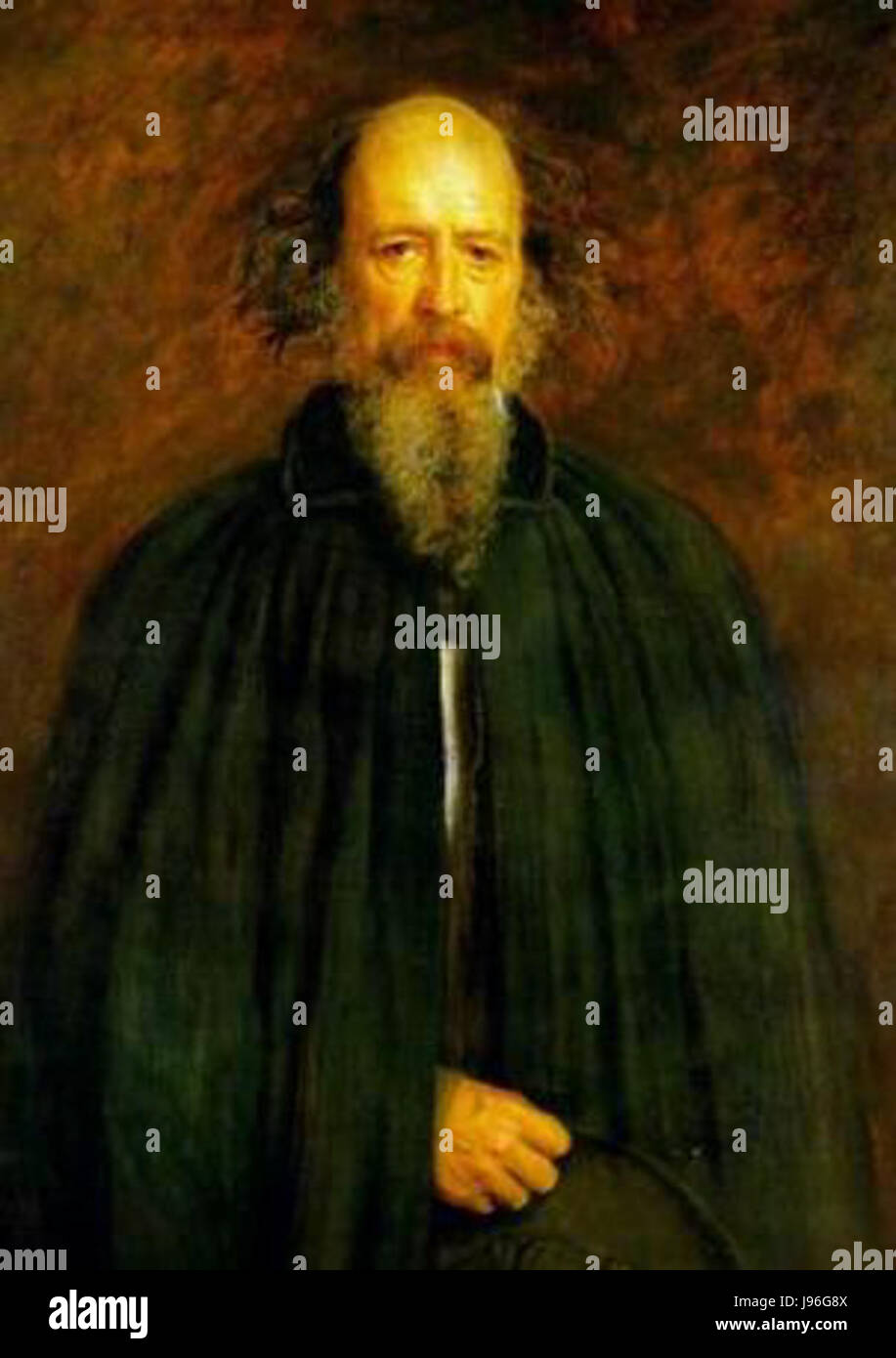 Das Gemälde Tennyson von Sir John Everett Millais zeigt den berühmten britischen Dichter Alfred Lord Tennyson. Millais hielt Tennysons Bild in einem Stil fest, der den Fokus der viktorianischen Ära auf Realismus und feine Details widerspiegelt. Stockfoto