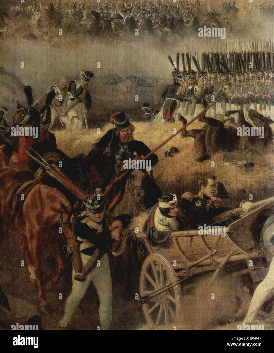 Ein Kunstwerk von Peter von Hess, bekannt für seine historischen und romantischen Themen, zeigt eine detaillierte Darstellung in seinem charakteristischen Stil, möglicherweise ein Porträt oder eine historische Szene. Stockfoto