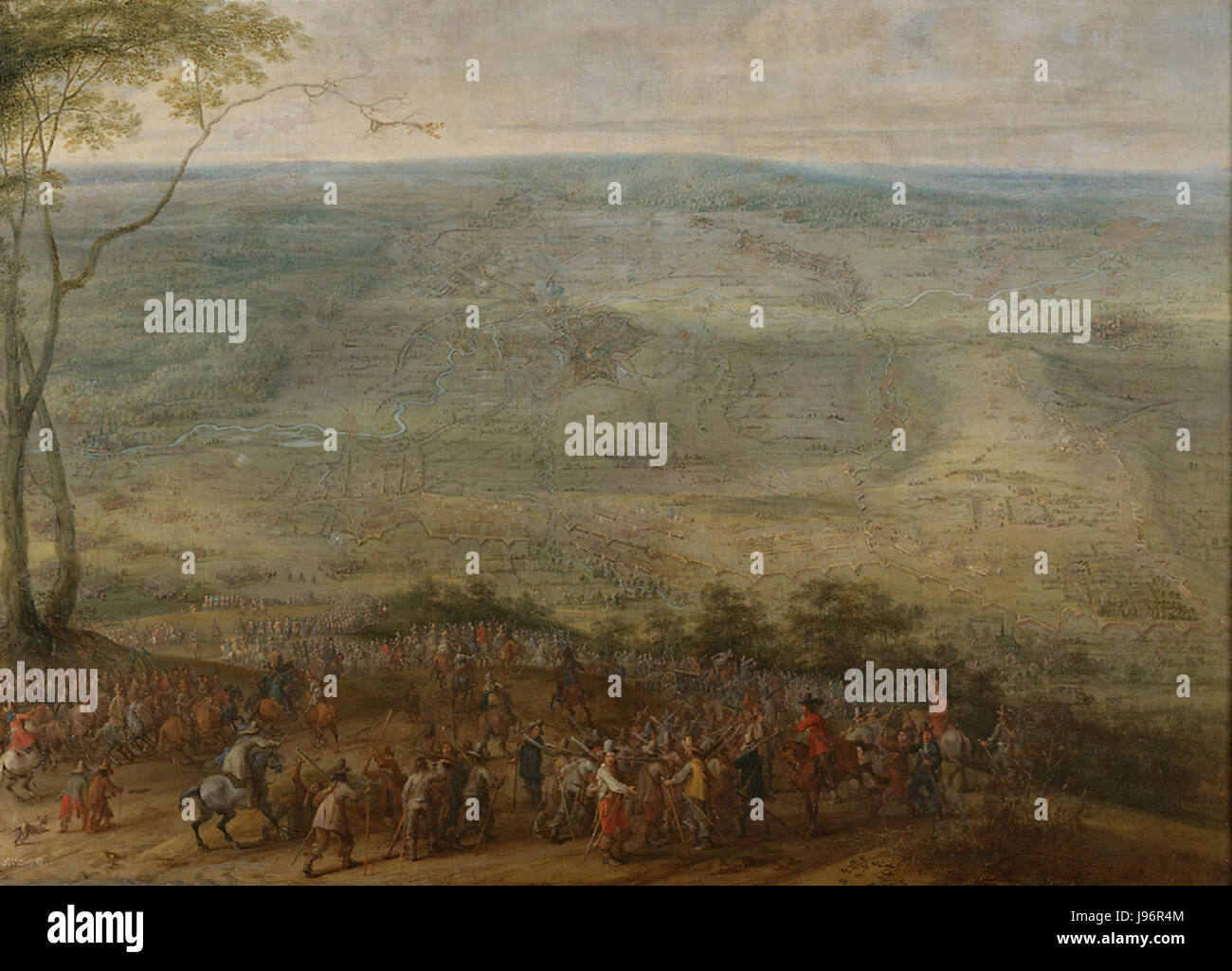 Peter Snayers war ein flämischer Maler, der für seine Darstellungen historischer Schlachten bekannt war. Diese besondere Szene aus dem Dreißigjährigen Krieg fängt die Intensität und das Chaos des Konflikts in lebendiger Detailgenauigkeit ein. Stockfoto