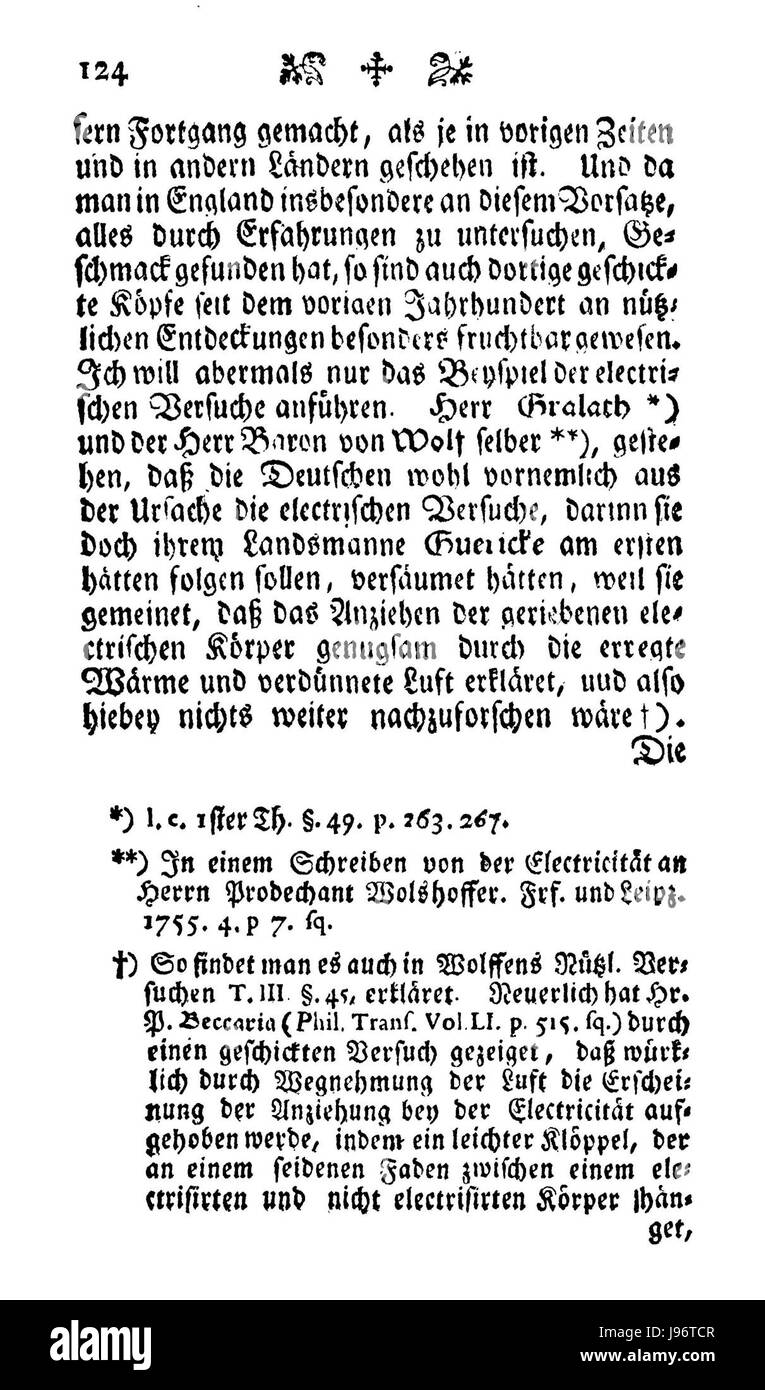 Dies bezieht sich auf ein spezifisches Werk von Hermann Samuel Reimarus, das sich mit den Ursachen von Blitzschlägen befasst. Es wird wahrscheinlich die Naturphänomene des Blitzes im Kontext wissenschaftlicher Entdeckungen diskutiert. Stockfoto