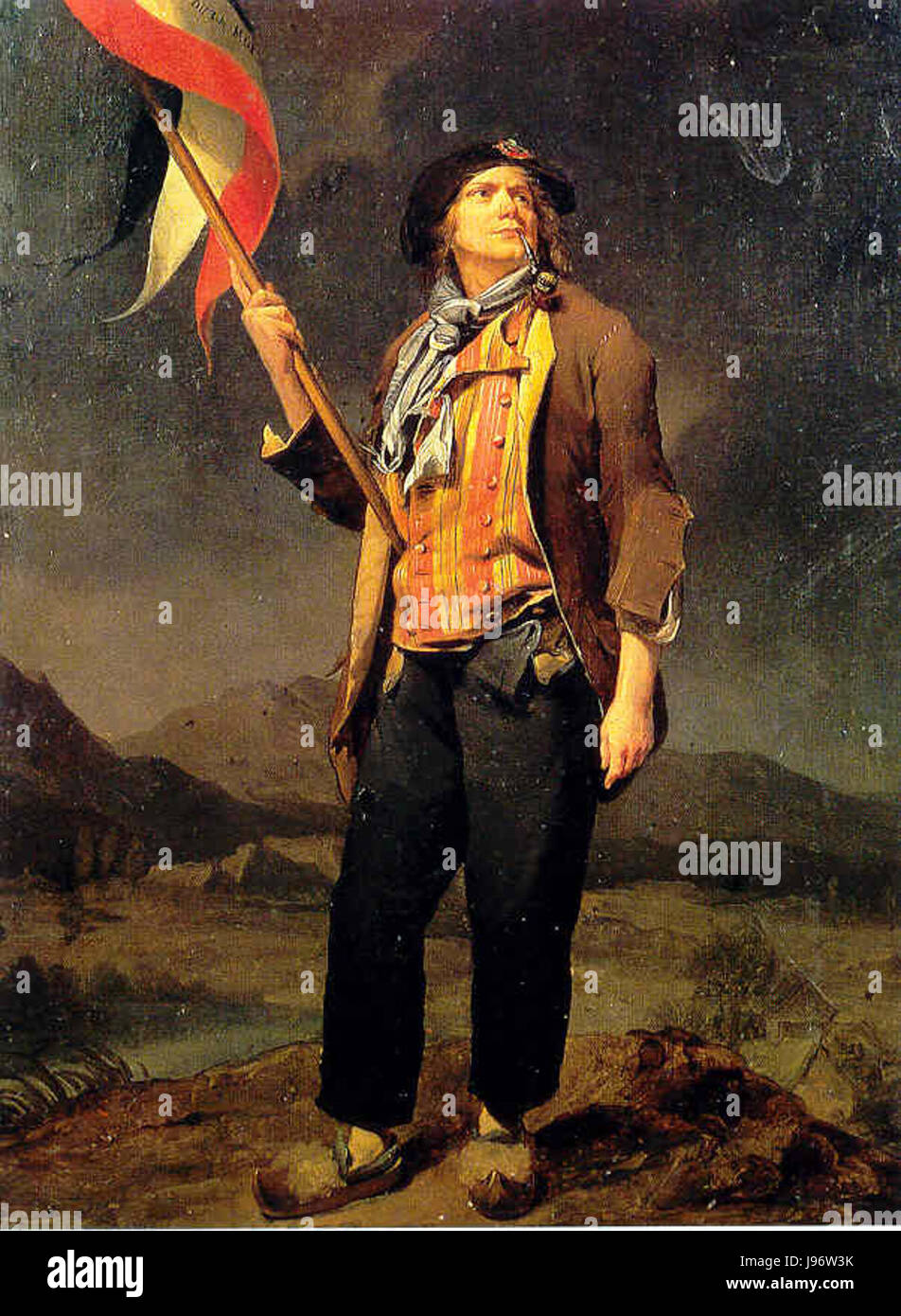 Eine historische Referenz an die Sans-Culottes, die Arbeiterrevolutionäre der Französischen Revolution, bekannt für ihre radikalen politischen Ansichten und ihre unverwechselbare Kleidung. Stockfoto