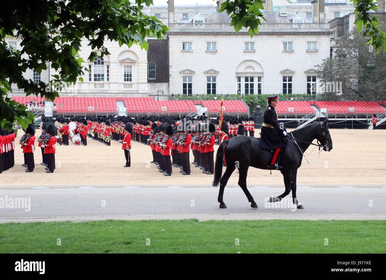 Mitglieder der Sparte Haushalt Proben Trooping die Farbe in London am 31. Mai 2017. Die Zeremonie für den Geburtstag der Königin ist am 17. Juni Stockfoto