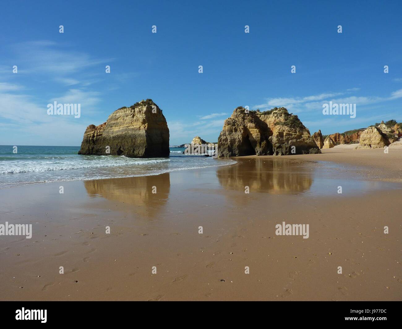 Felsformation am Praia Dos Trs Castelos, algarve Stockfoto