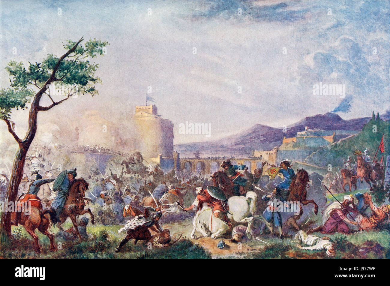 Jan Sobieski in der Schlacht von Wien 1683.  Hutchinson Geschichte der Nationen veröffentlichte 1915. Stockfoto