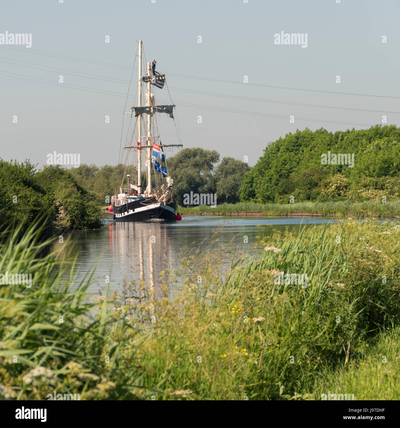 Tall Ship auf die Schärfe Kanal in Gloucestershire Stockfoto