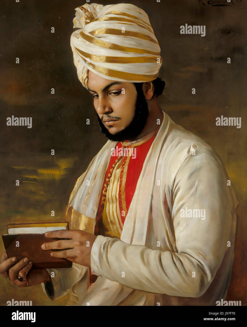 ABDUL KARIM (1863-1909) aka "der Munshi". Indische vertrauter an Königin Victoria, gemalt von Rudolf Swoboda im Jahre 1888 Stockfoto
