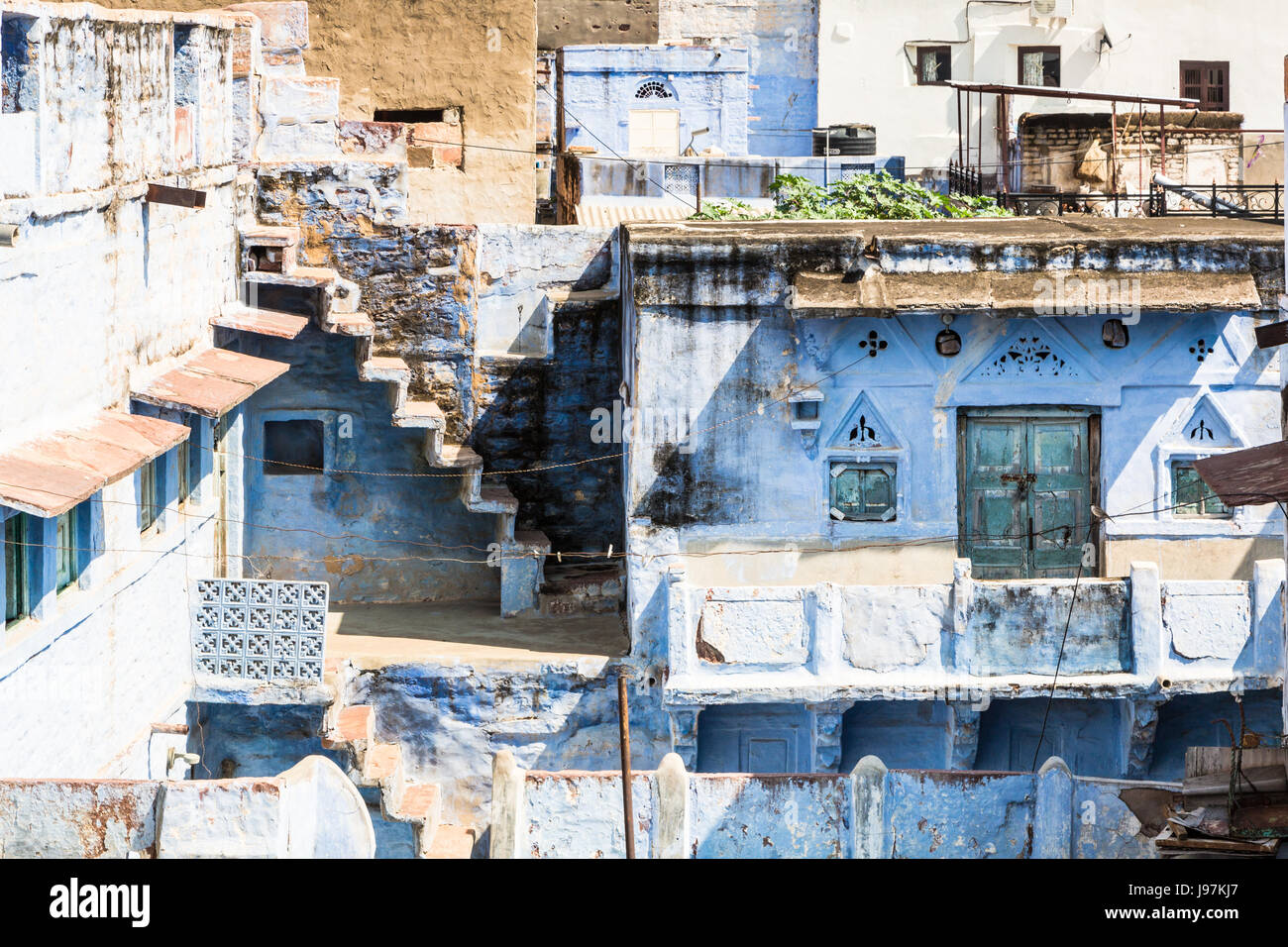 Die berühmte blaue vielbereiste Stadt in Rajasthan, Indien. Die Stadt ist berühmt dafür, dass die meisten Mauer der Altstadt in blau lackiert Stockfoto