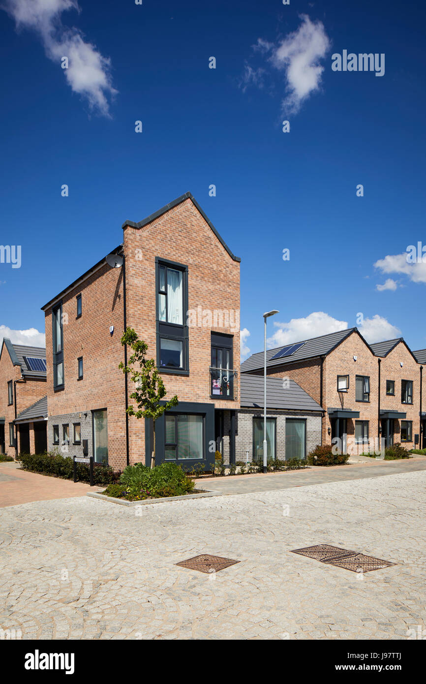 Moderne Häuser am Barratt Cottham Höhen nr Preston in Lancashire, uk. Stockfoto