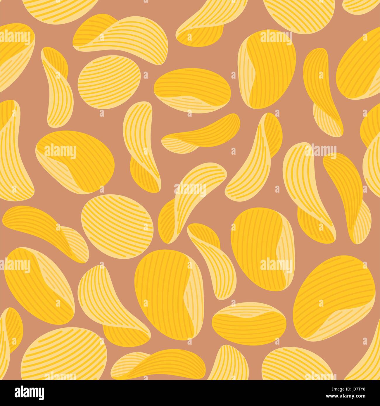 Kartoffel-Chips Hintergrund. Nahtlose Muster Wellpappe-Chips. Vektor-illustration Stock Vektor