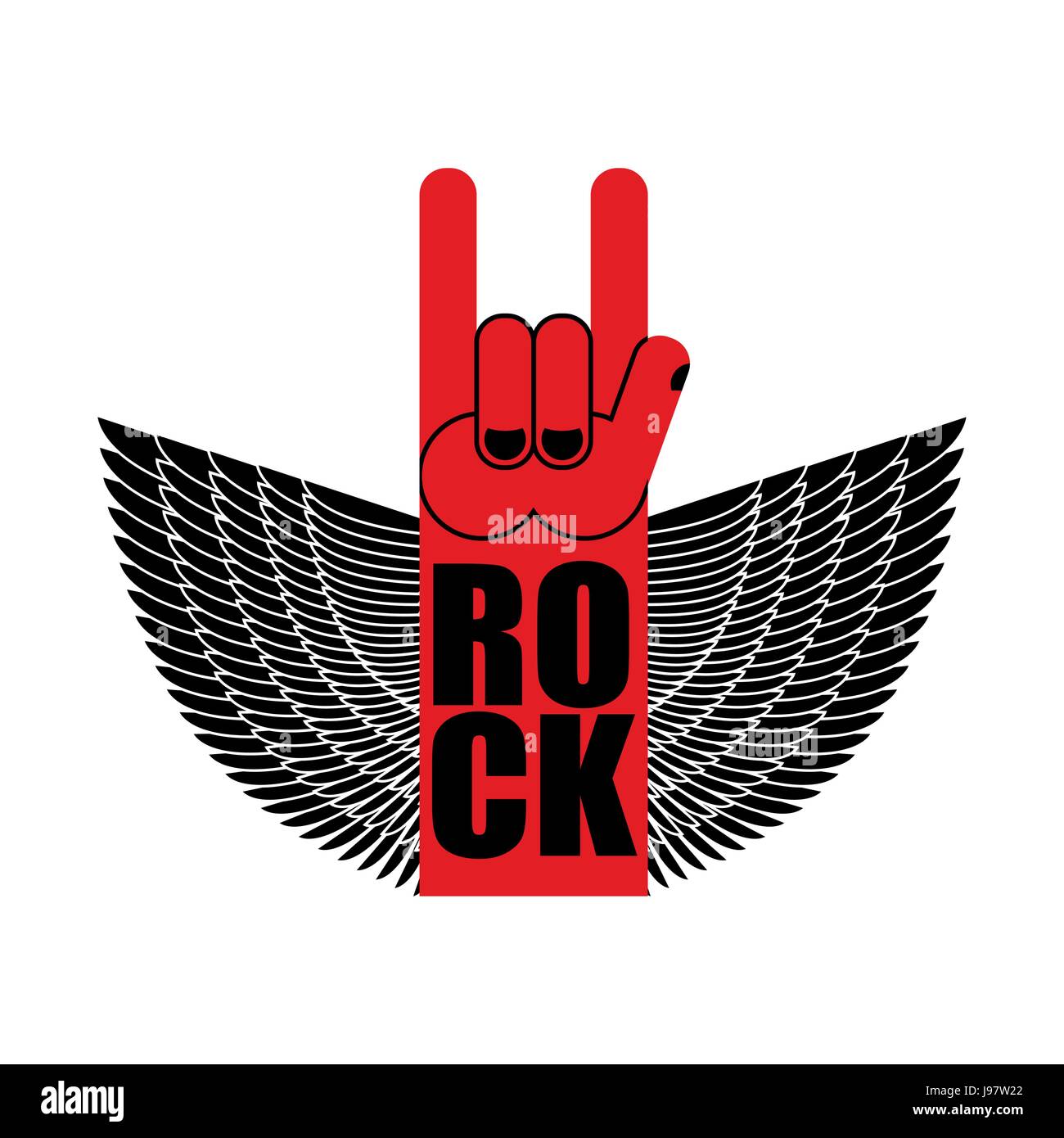 Rock Handzeichen Mit Flugeln Logo Fur Rock Band Symbol Rock Musik Stock Vektorgrafik Alamy