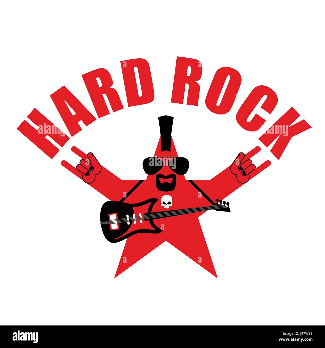 Hard-Rock-Star. Stern mit Bart und eine e-Gitarre. Vorlage Logo für  Rock-Musik-Festival. Emblem für Rockband. Rock And Roll-Hand-symbol  Stock-Vektorgrafik - Alamy