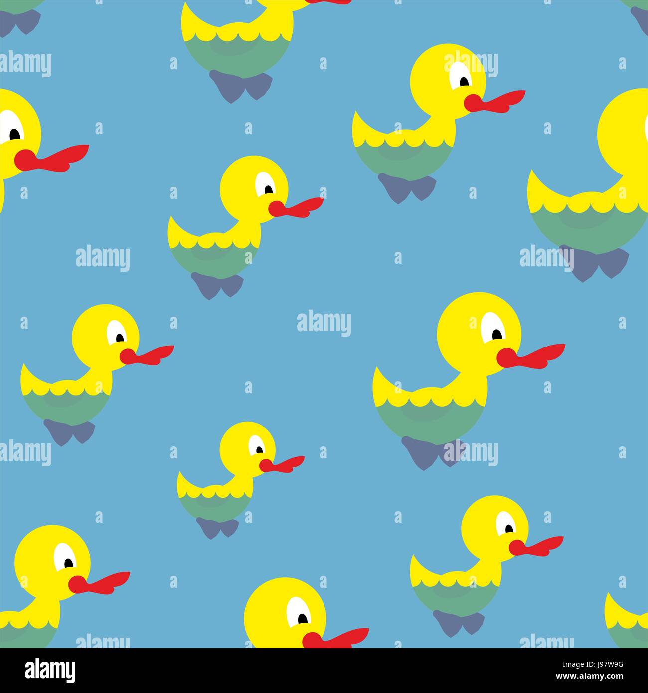 Enten schwimmen im Teich Musterdesign. Wasservögel im Meer. Hintergrund der Vögel. Schmuck für Baby-Gewebe. Stock Vektor