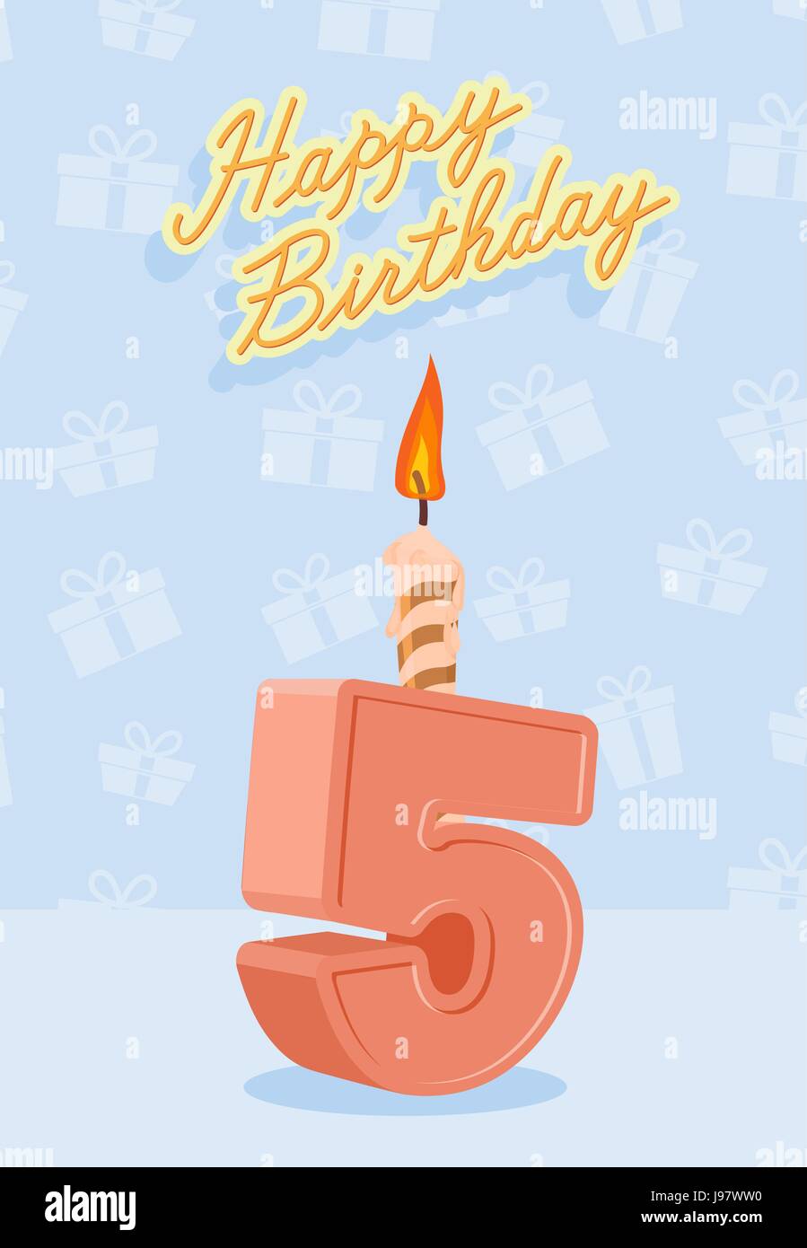 Alles Gute zum Geburtstagskarte mit 5. Geburtstag. Vektor-illustration Stock Vektor