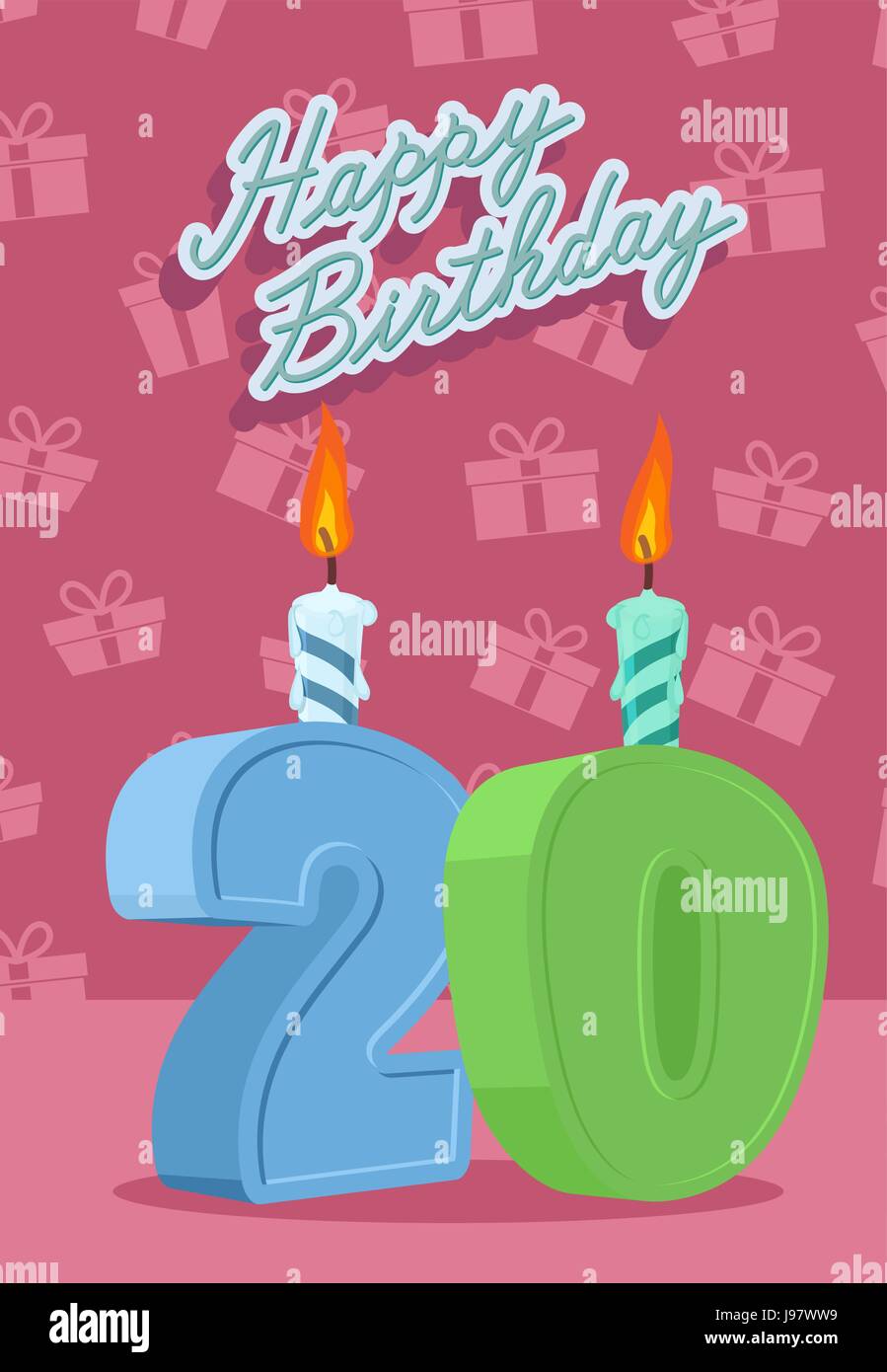 Alles Gute zum Geburtstagskarte mit 20. Geburtstag. Vektor-illustration Stock Vektor